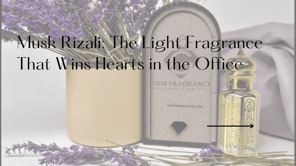 Musk Rizali Luxury Attar bottle by GEM Fragrance, ideal for office use with a soft musky floral scent.